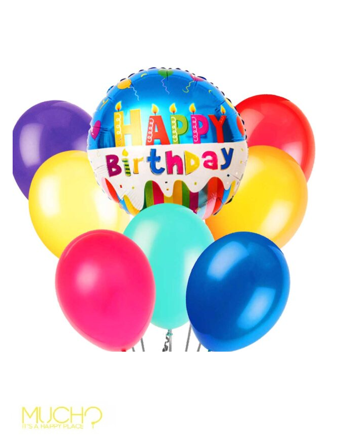 Happy Birthday Colored Balloons Bunch