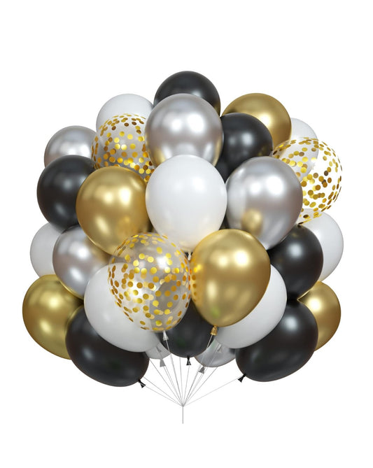 Gold & Black Balloons Bunch