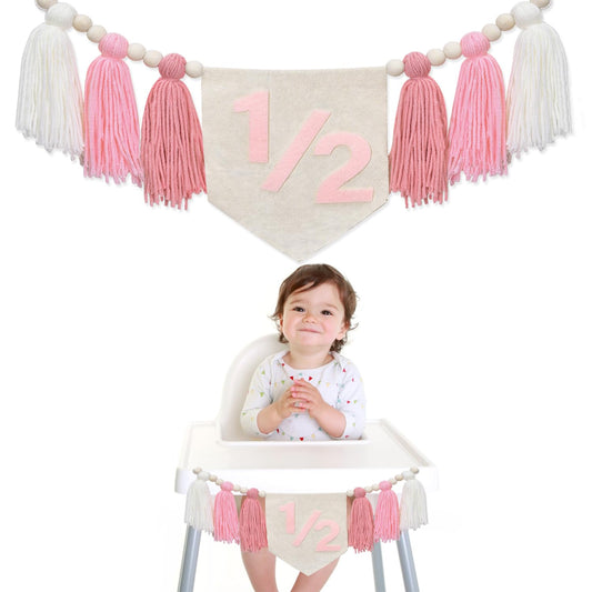 Half Birthday Pink Banner