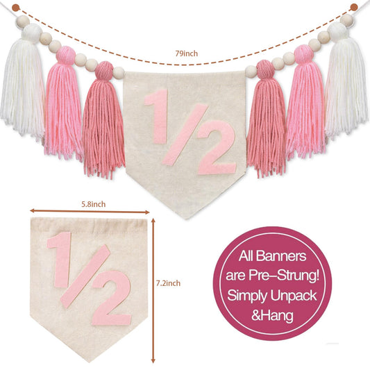 Half Birthday Pink Banner
