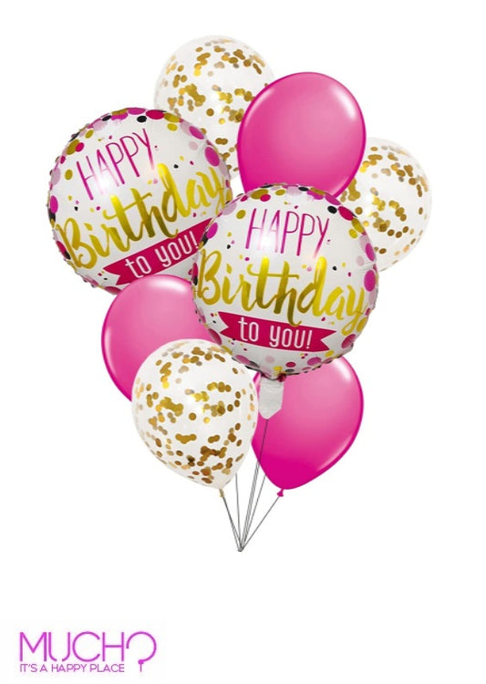 Happy Birthday Pink Balloons Bunch