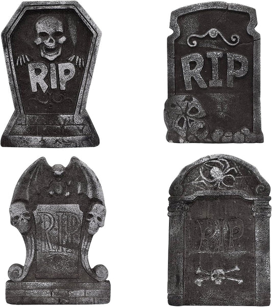 Halloween Foam Grave Stones, Outdoor Halloween RIP Garden Gravestones Decorations, Vintage Graveyard Large Tombstones Yard Sign