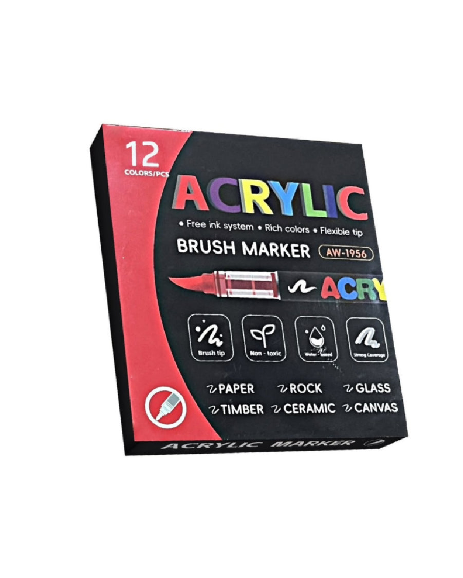 Acrylic Brush Markers (24 Colors/Pack)