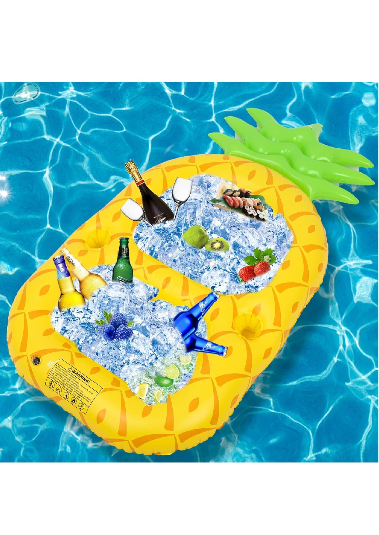 Large Pineapple Inflatable Drink Holder, Floating Beverage Salad Fruit Serving Bar Table, Floating Serving Bar, Inflatable Floating Hot Tub Spas Snack Drink Tray, for Outdoor Summer Beach