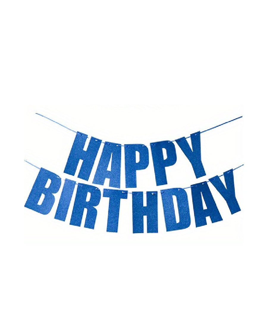 Blue Glitter Happy Birthday Banner