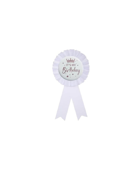 White Happy Birthday Pin