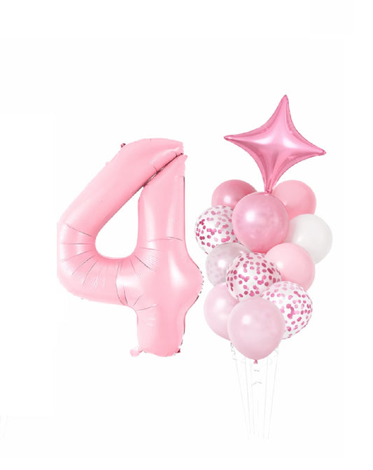 Pink Number Balloons Bunch