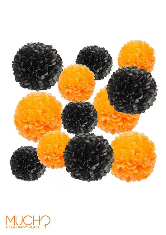 Black/ Orange Pompoms