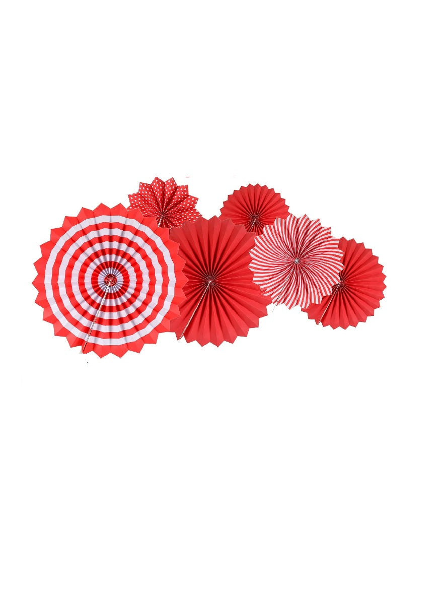 Red Paper Fan Decoration Set