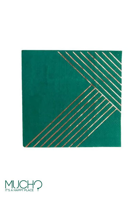 Green Metallic Striped Napkins
