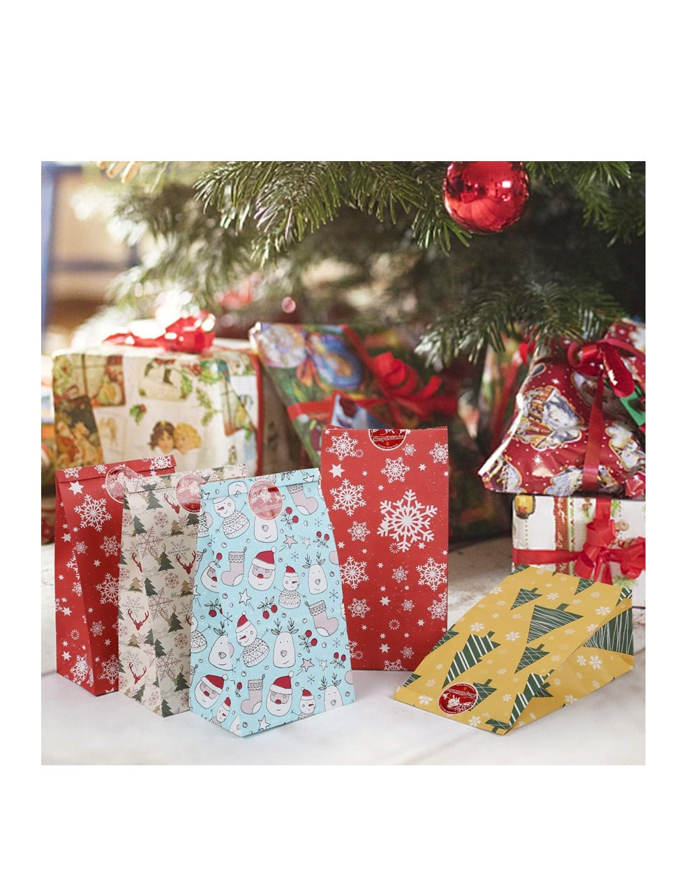 أكياس هدايا عيد الميلاد (4 قطع)