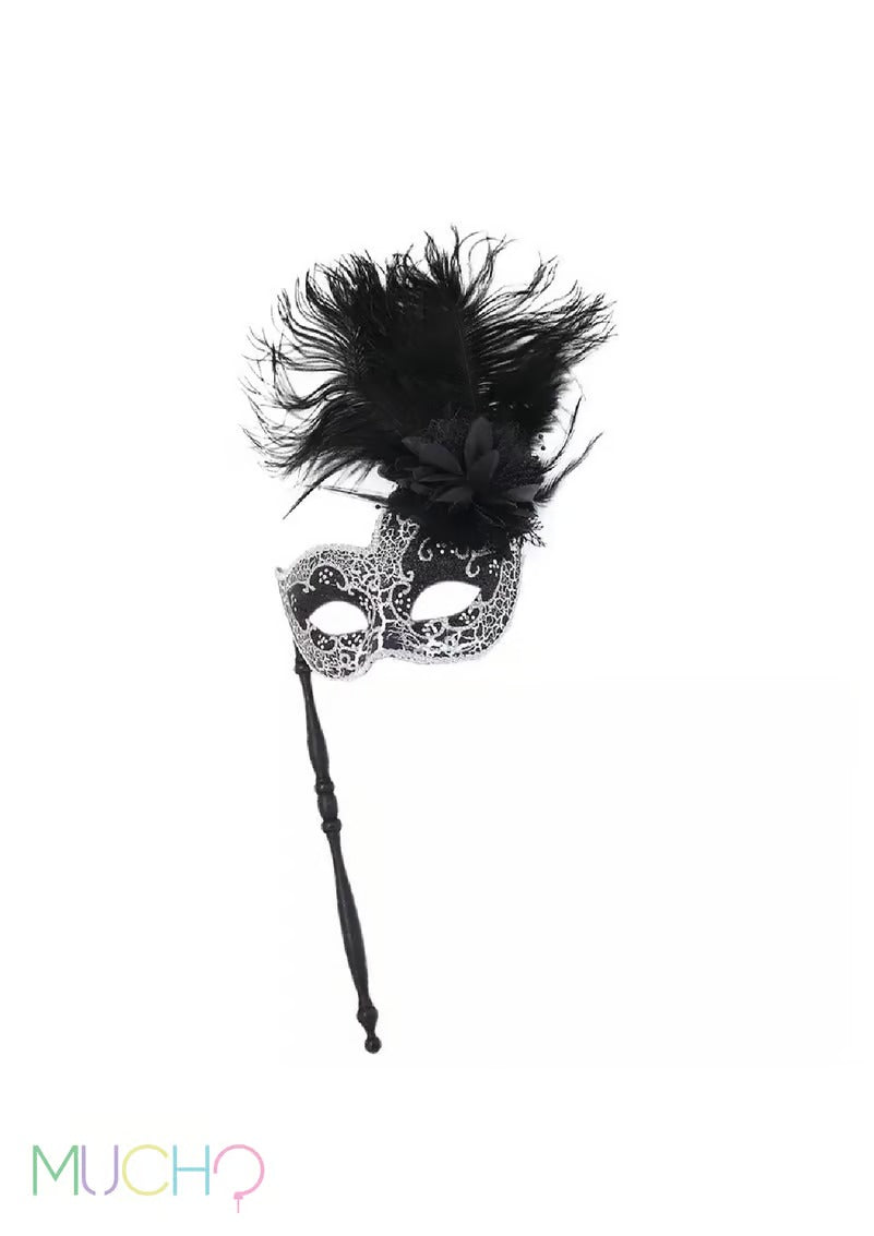 Feather Stick Masquerade Mask