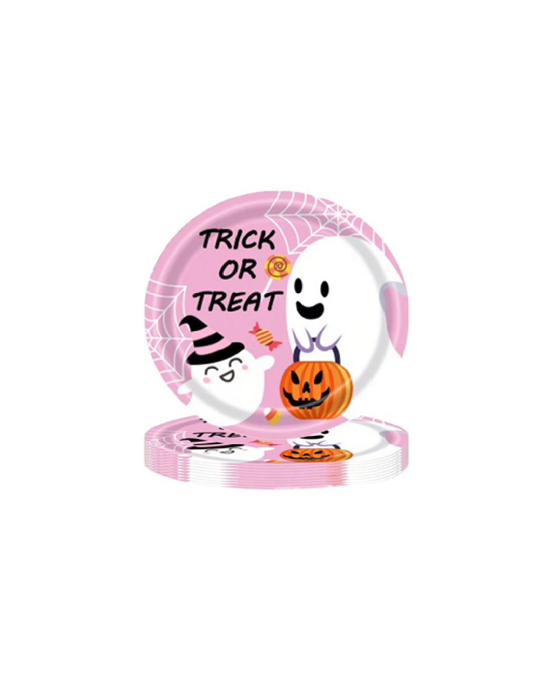 Pumpkin Pink Ghost Paper 7Inch Plate