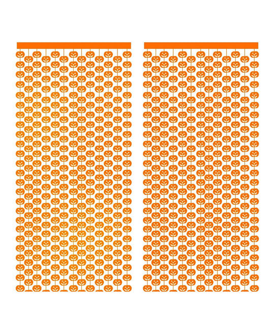 Halloween Foil Fringe Curtains Pumpkin