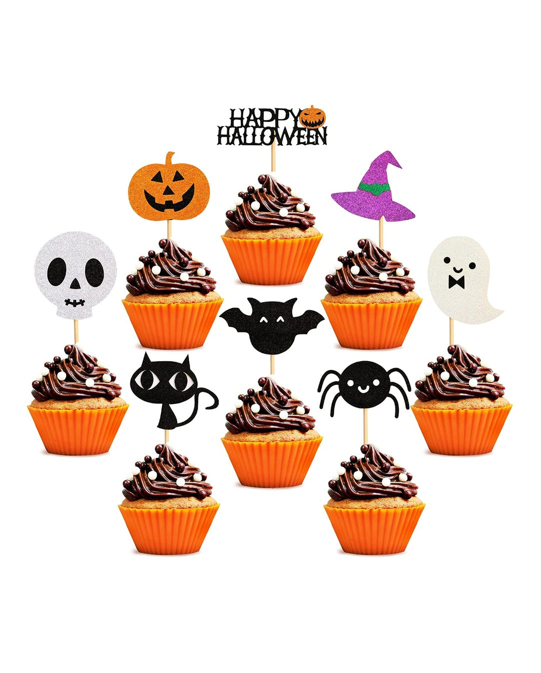 Halloween Ghost Boo Glitter Cupcake Toppers