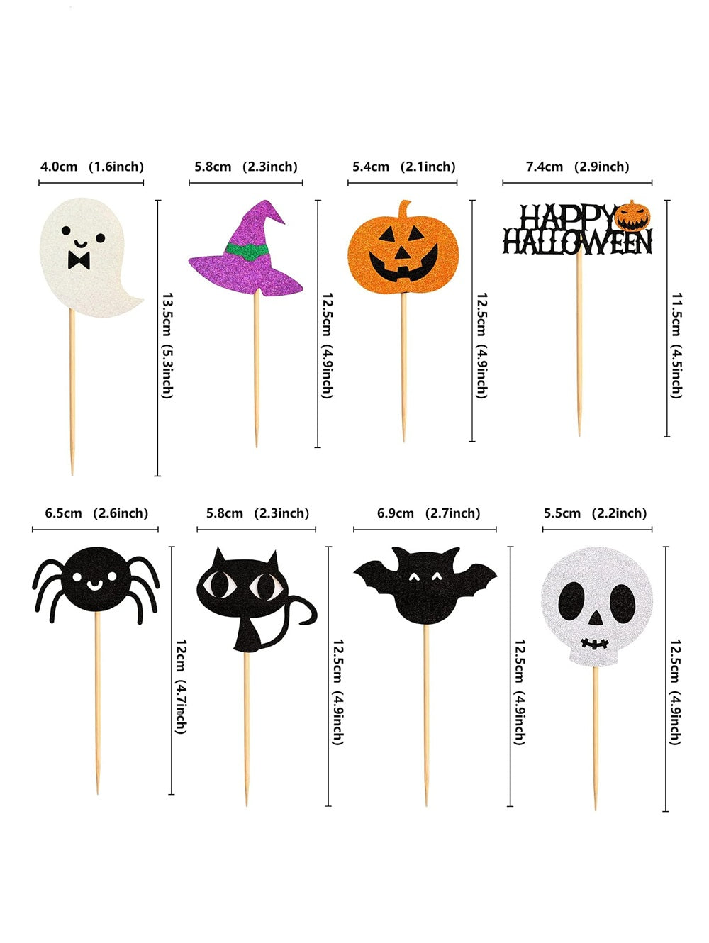 Halloween Ghost Boo Glitter Cupcake Toppers