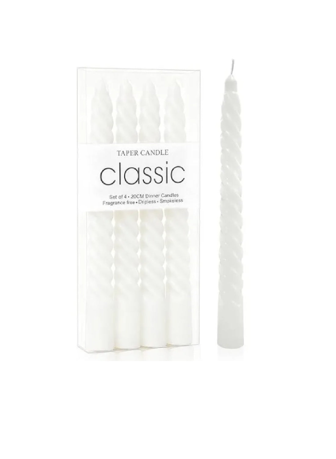 Spiral White Taper Candles Long