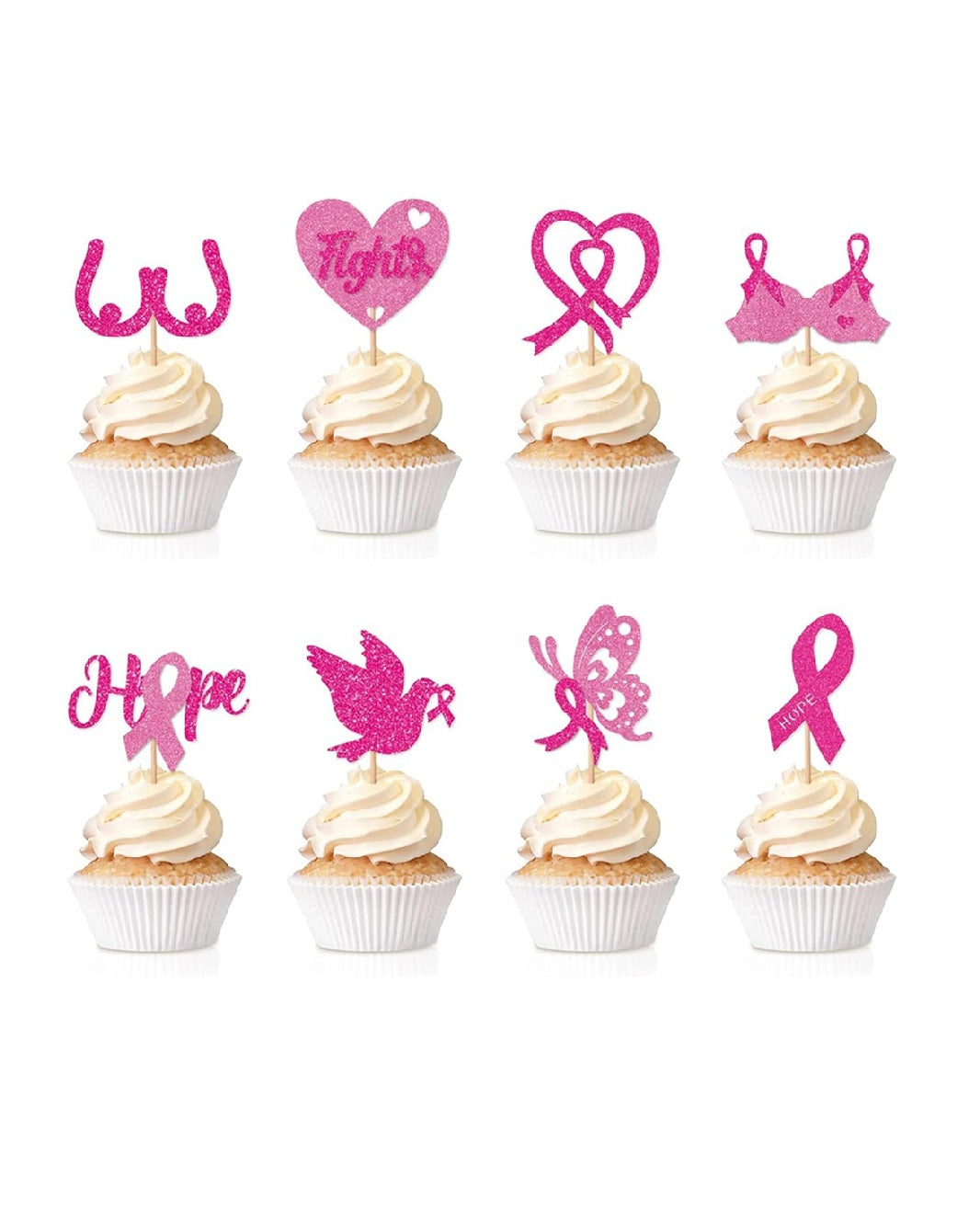 Breast Cancer Awareness Cupcake Toppers