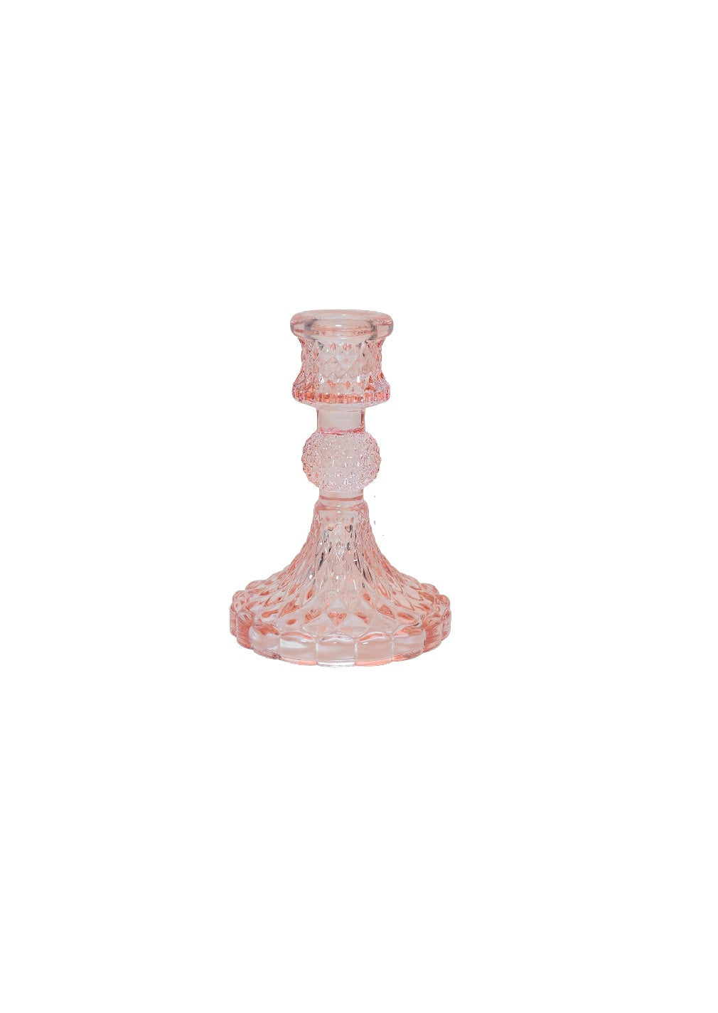 Glass Pink Candle Holder (1 Pc)