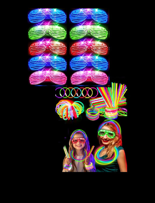 LED Glasses, Glow Sticks Party Set
