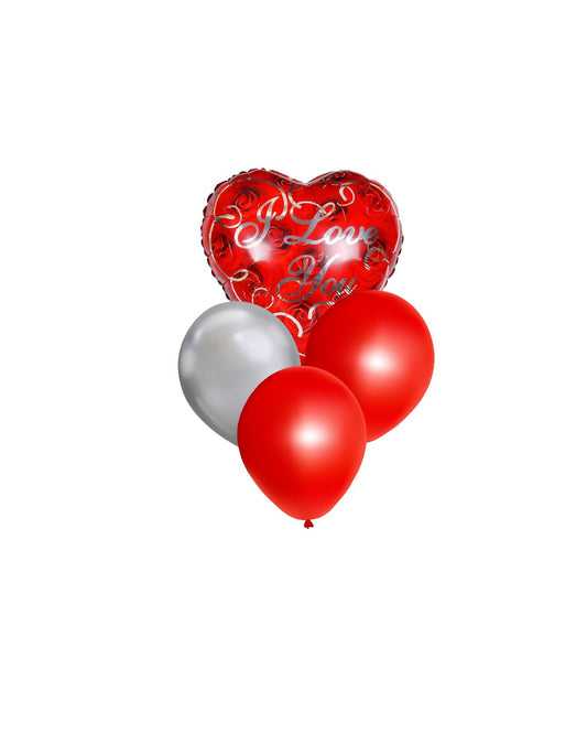 I Love You Red Hearts Balloons Bunch