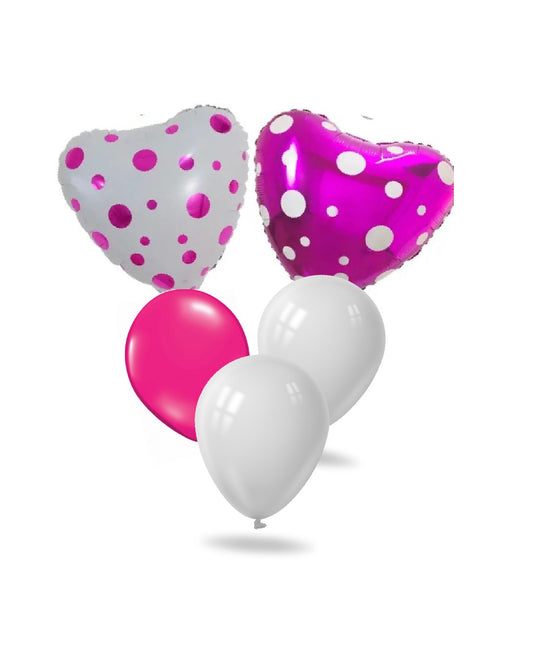 Polka Dots Hearts Balloons Bunch