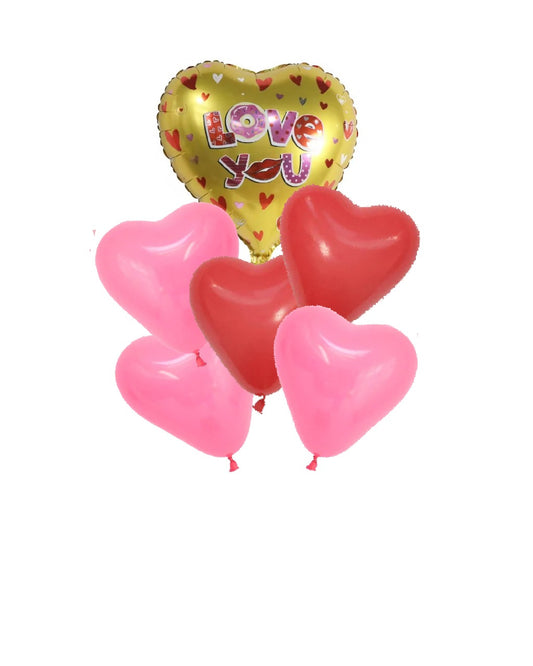 Love You Hearts Balloons Bunch