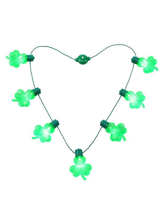 LED Light Green Clover Necklace