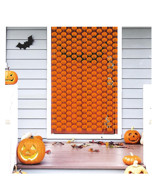 Halloween Foil Fringe Curtains Pumpkin