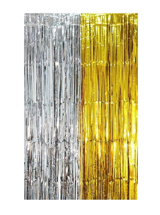 Metallic Silver/Gold Foil Fringe Curtain Backdrop
