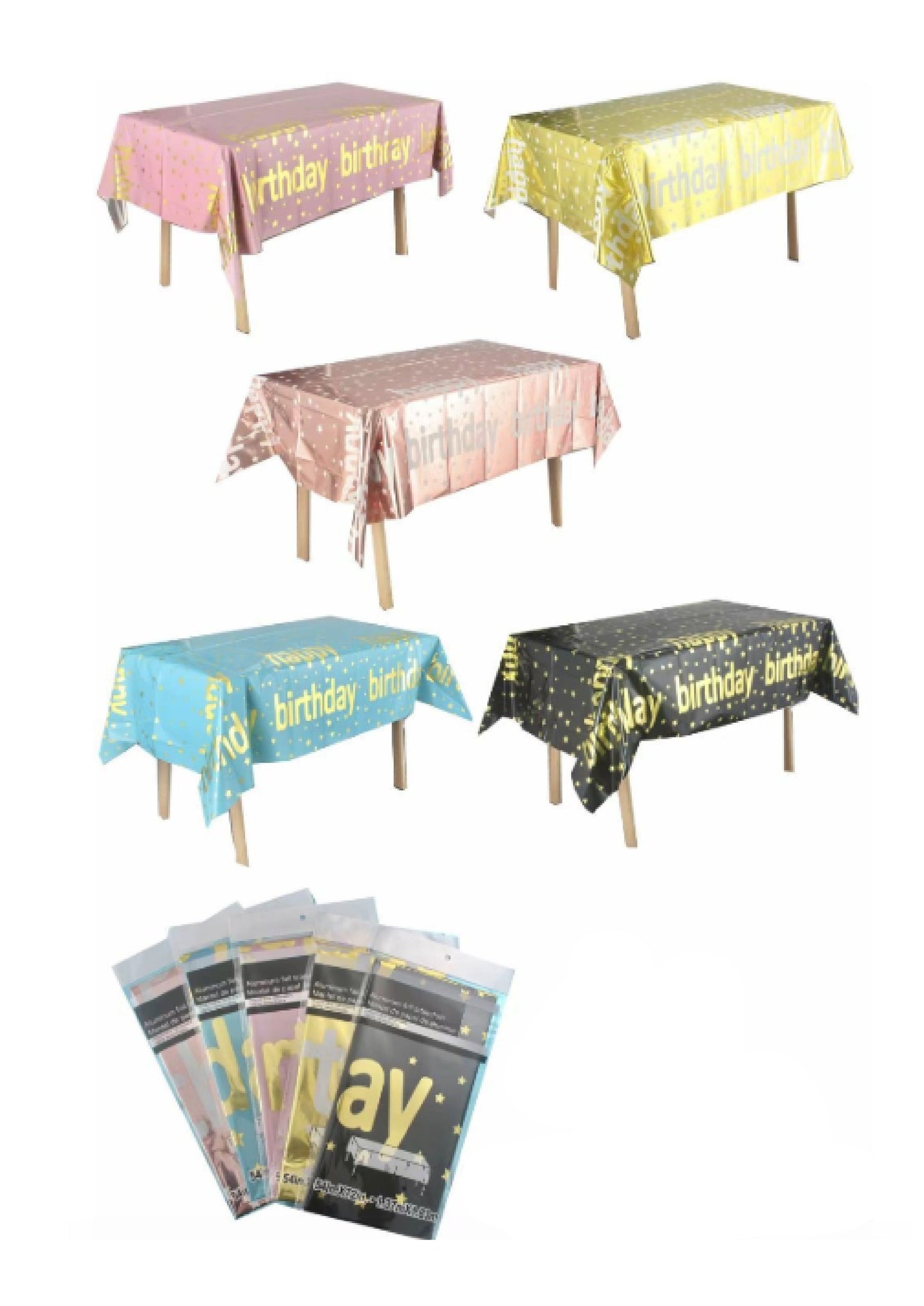 Happy Birthday Metallic Table Cover