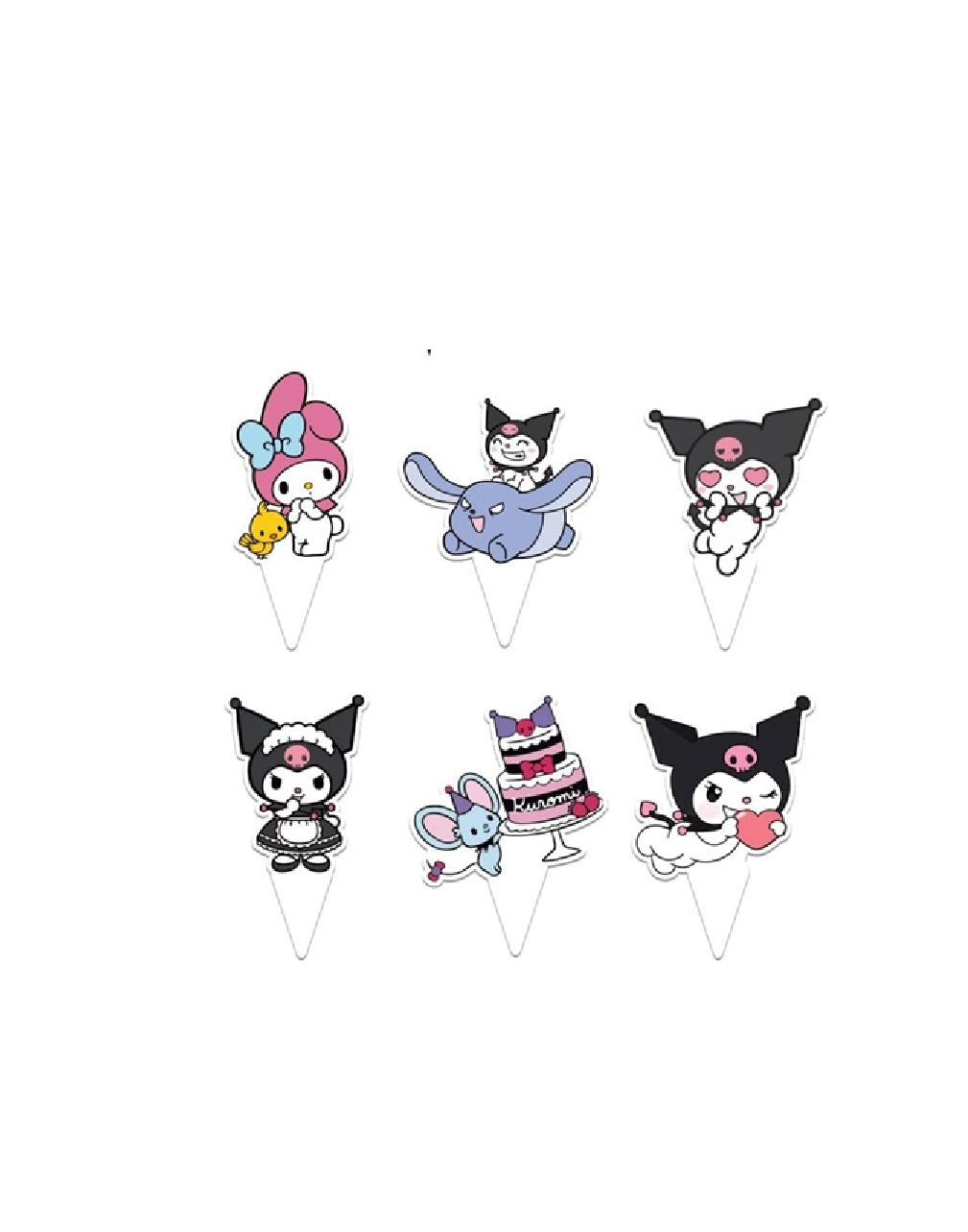 Kuromi and My Melody Party Supplies - Banner Cake Toppers, Cupcake Toppers