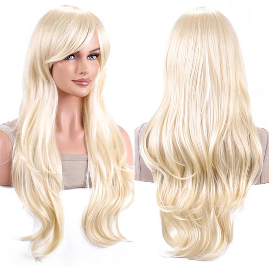 Long Curly Blonde Wavy Hair Wig