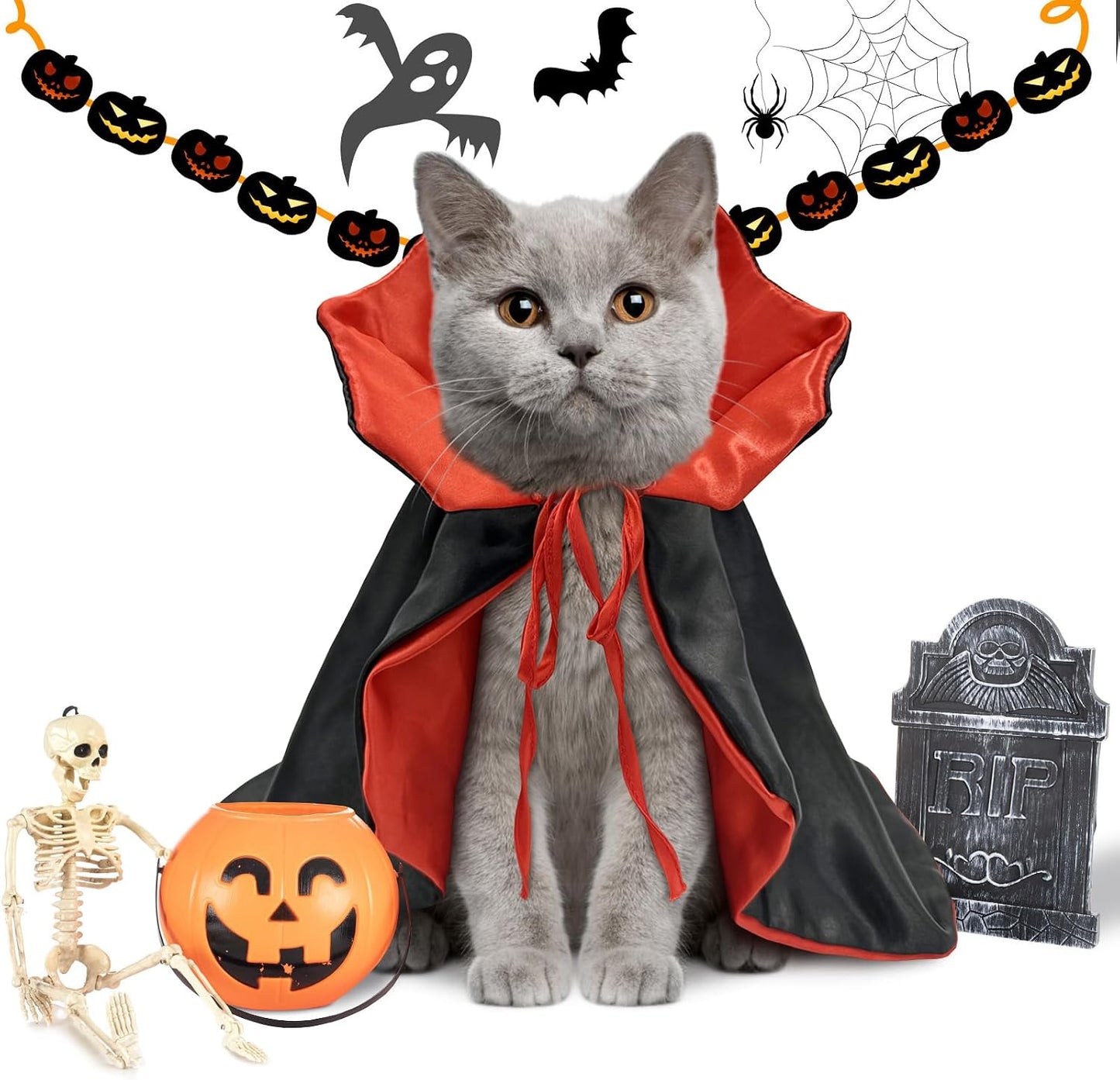 Dog/Cat Vampire Costume with Stand-Up Collar