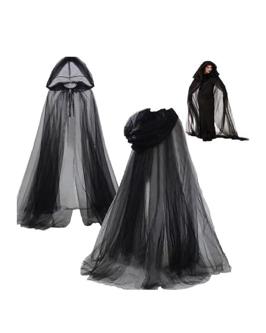 Halloween Witch Black Hooded Cape