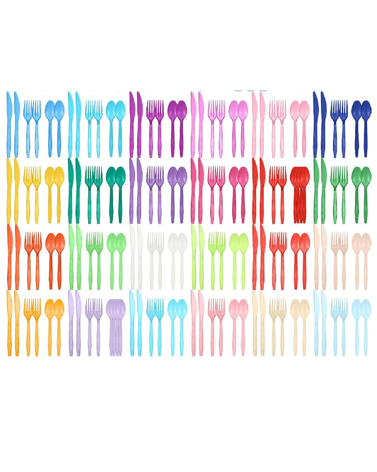 Plastic Transparent Colored Cutlery (Pack of 12)