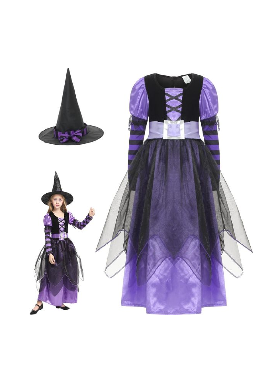 Halloween Purple Witch Girls Costume