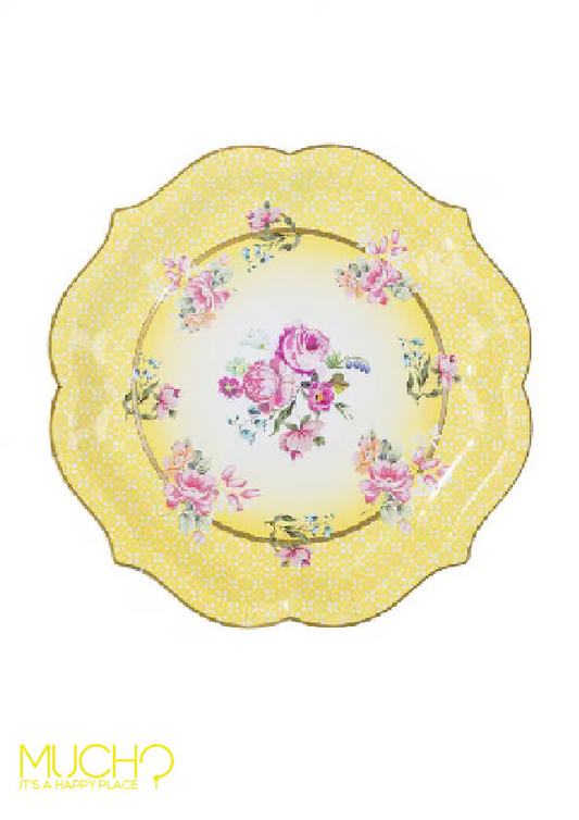 Vintage Floral Yellow Plates