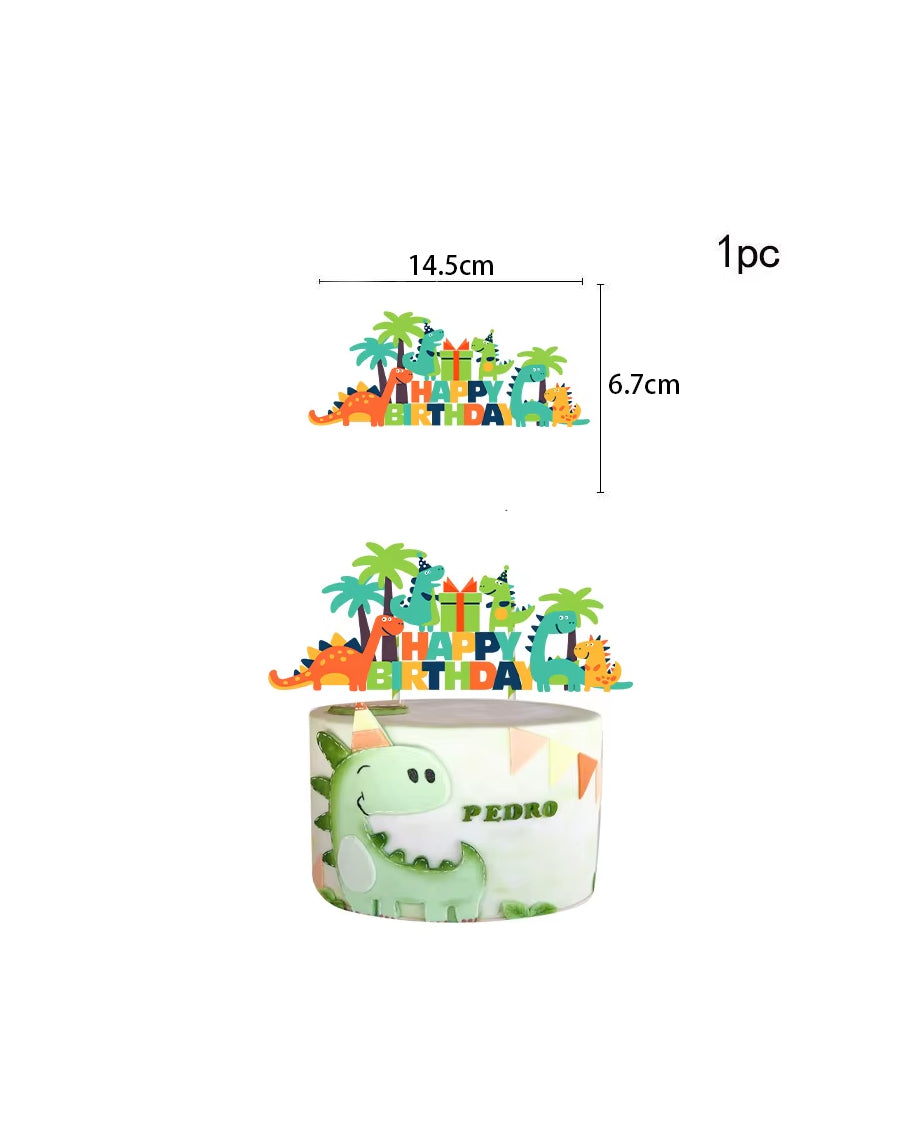 Dino Cake and Cupcake Toppers Set