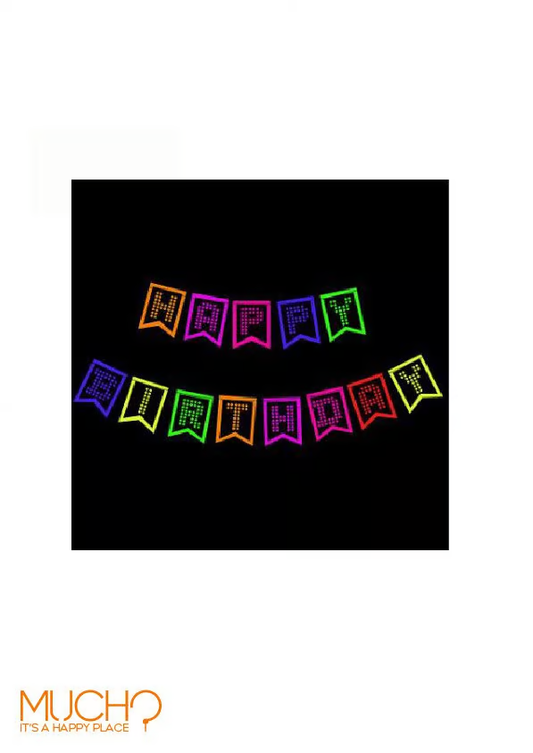 Neon Happy Birthday Banner