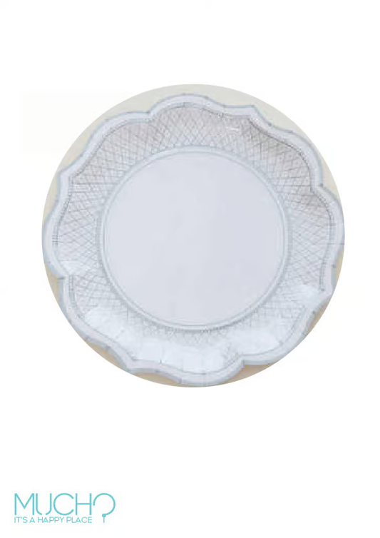 Silver & White 10 Inch Patterned Plates
