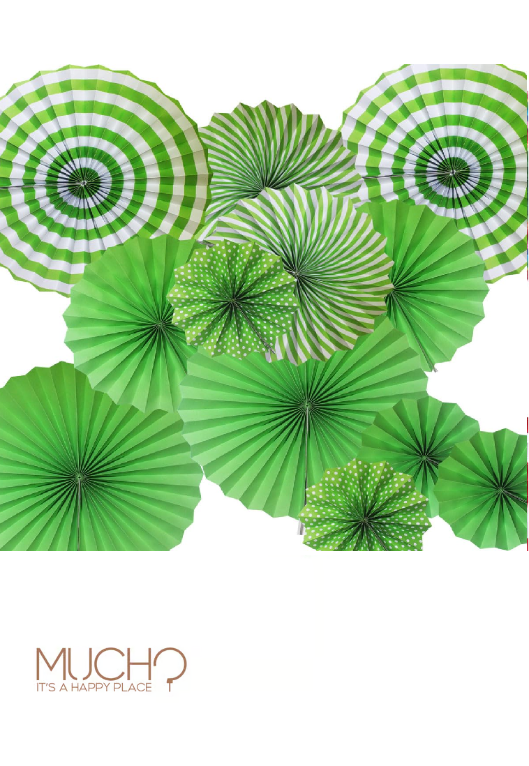 Green Paper Fan Decoration Set