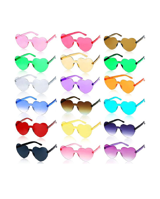 Heart Shaped Colored Glasses (Pack of 12)