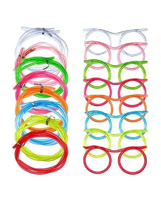 Plastic Eyeglasses Silly Twisty Loop Straws (Pack of 8)