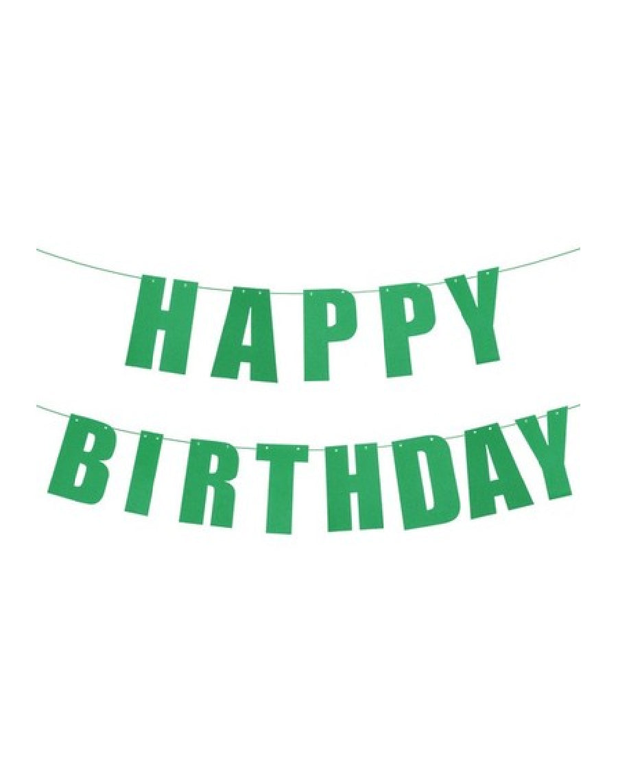 Green Glitter Happy Birthday Banner