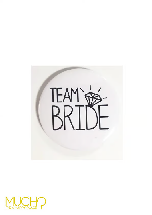 White Bride To Be and Team Bride Pins