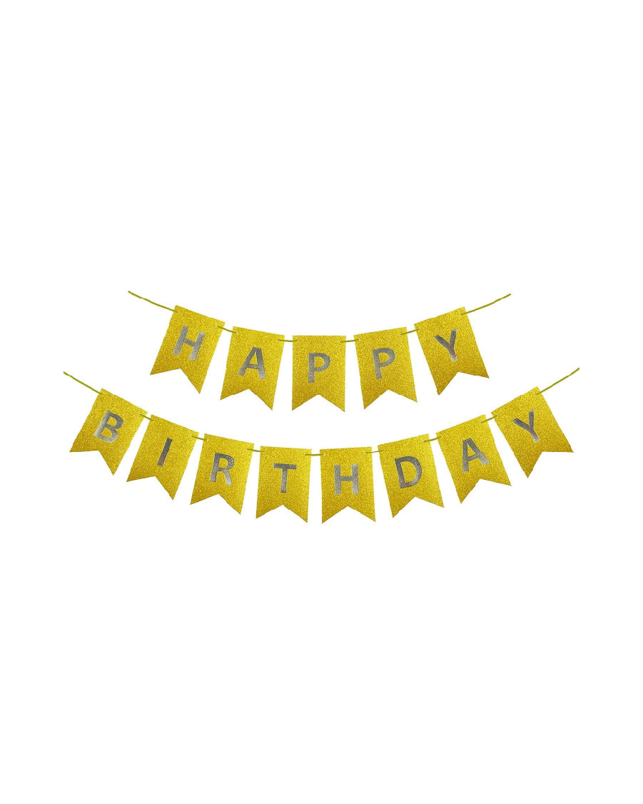 Happy Birthday Gold Glitter Banner