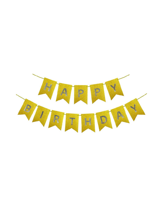 Happy Birthday Gold Glitter Banner