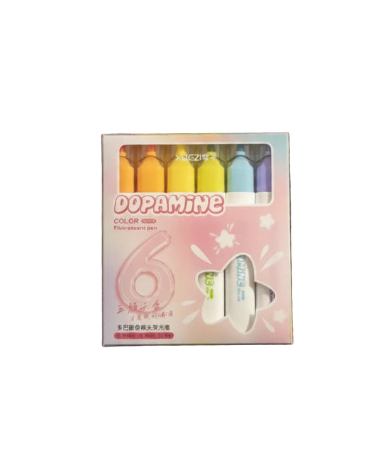 Pastel Fluorescent Color Highlighters (Pack of 6)