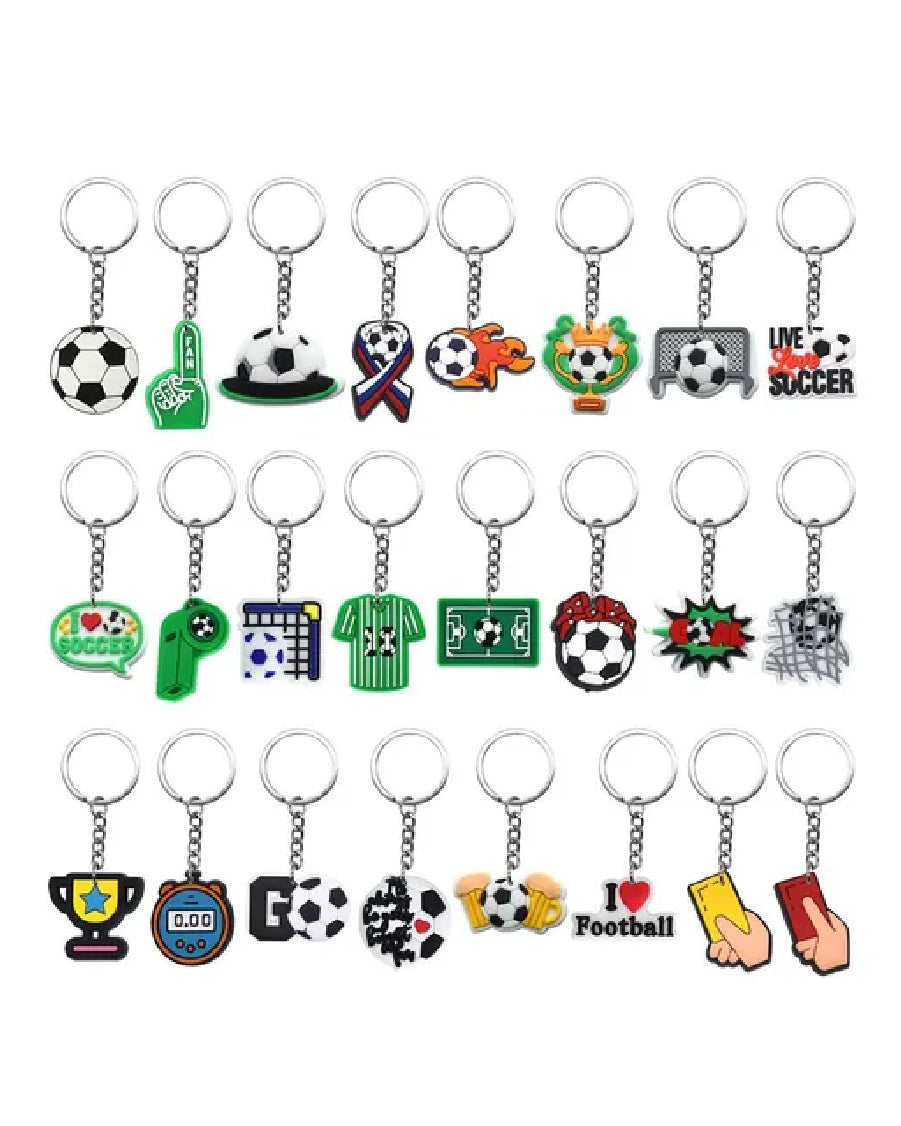 Mixed Football Rubber Key Chain (Pack of 24)